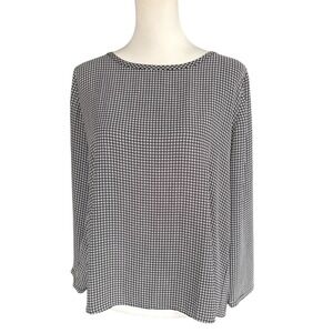 Ann Taylor Black & White Blouse With Accordion Pleated Back, Small, Cottagecore